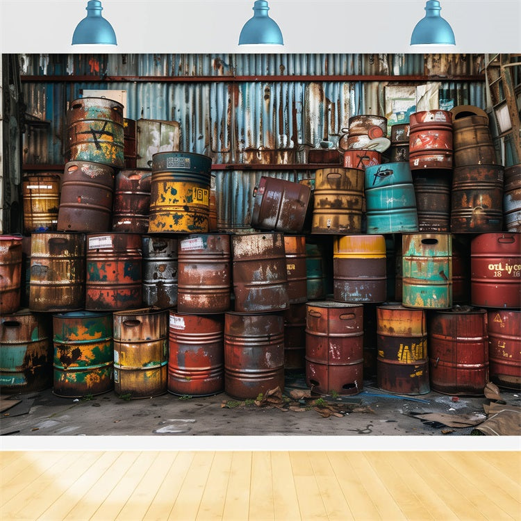 Fathers Day Photo Backdrop Ideas Industrial Oil Barrel Backdrop UK GQ2-217