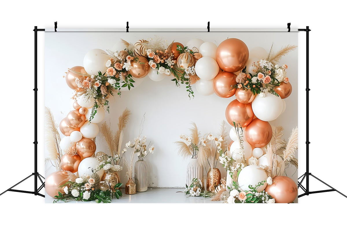 Boho Photography Backdrop Rose Gold Balloon Arch Backdrop UK GQ2-22