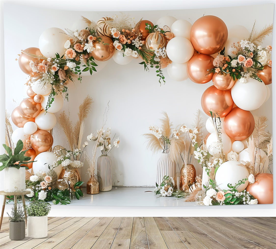 Boho Photography Backdrop Rose Gold Balloon Arch Backdrop UK GQ2-22