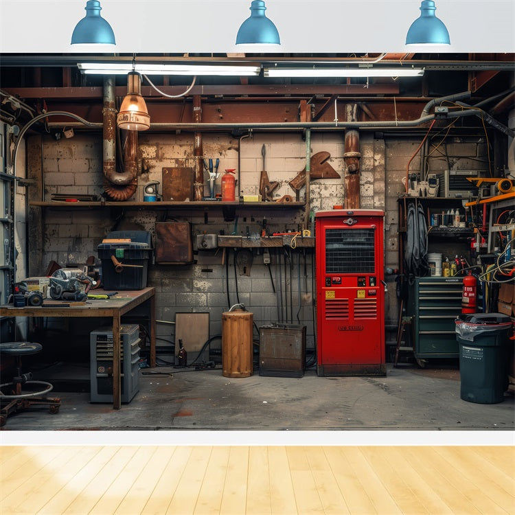 Father's Day Backdrop Ideas Retro Mechanical Workbench Backdrop UK GQ2-221