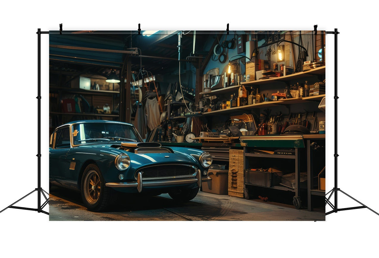 Backdrops For Fathers Day Vintage Car Garage Backdrop UK GQ2-222