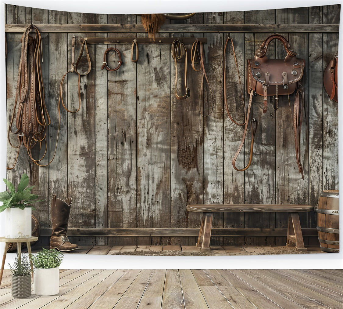 Father's Day Backdrops Cowboy Gear Wooden Wall Backdrop UK GQ2-227