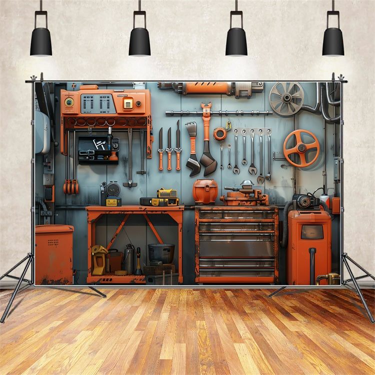 Father's Day Photo Backdrop Workshop Repair Station Backdrop UK GQ2-228