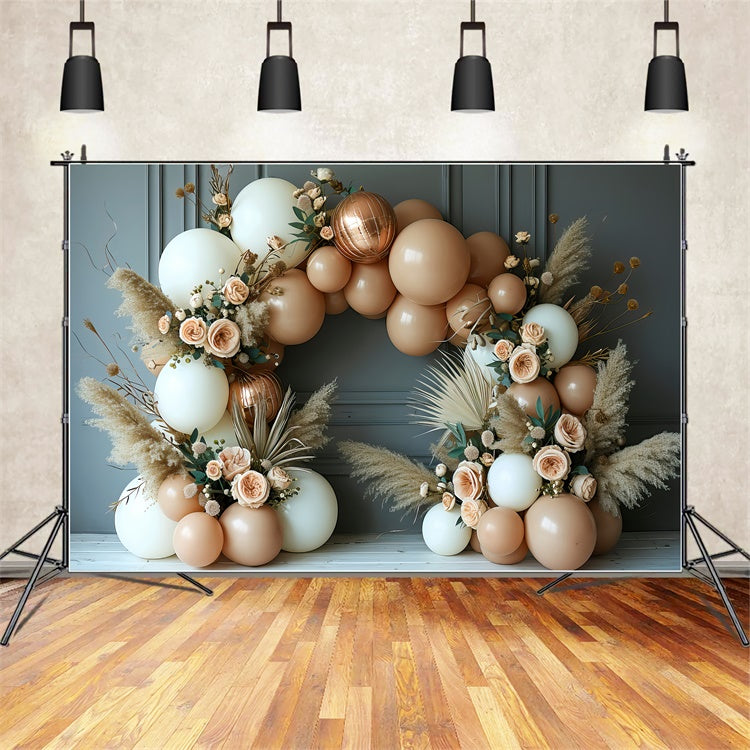 Boho Backdrop Romantic Floral Balloon Arch Backdrop UK GQ2-23