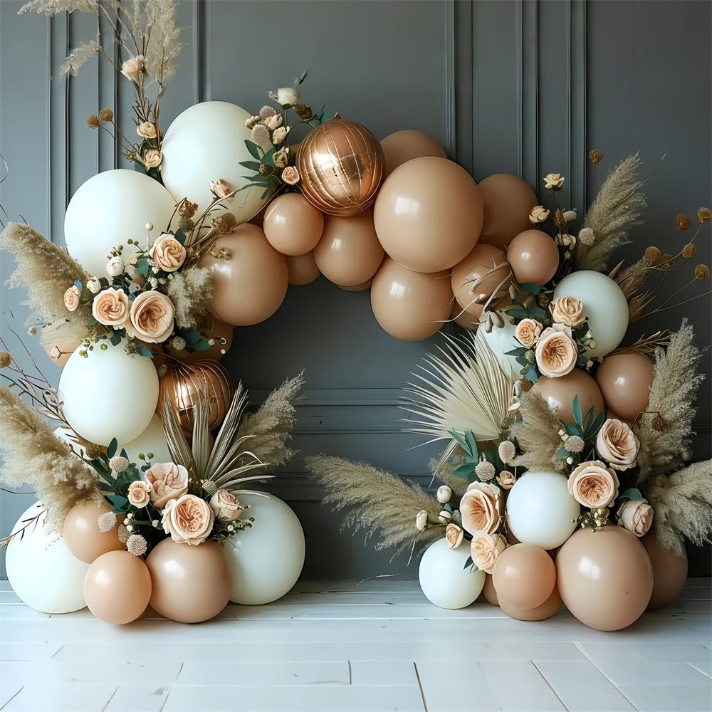 Boho Backdrop Romantic Floral Balloon Arch Backdrop UK GQ2-23