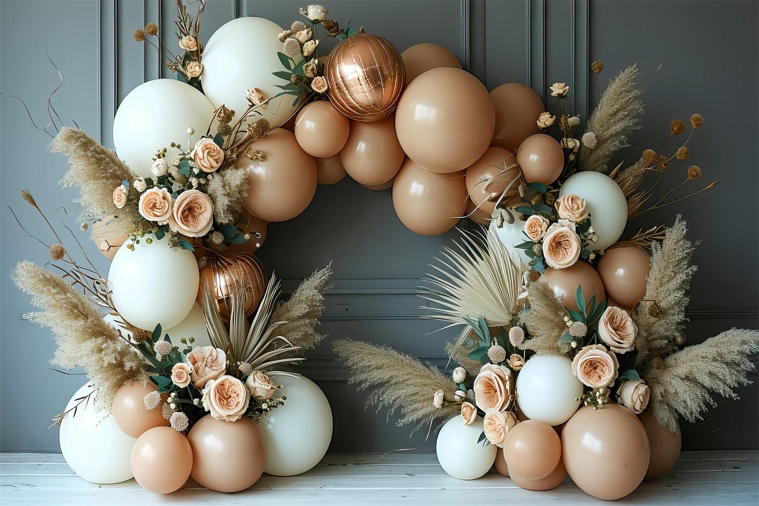 Boho Backdrop Romantic Floral Balloon Arch Backdrop UK GQ2-23