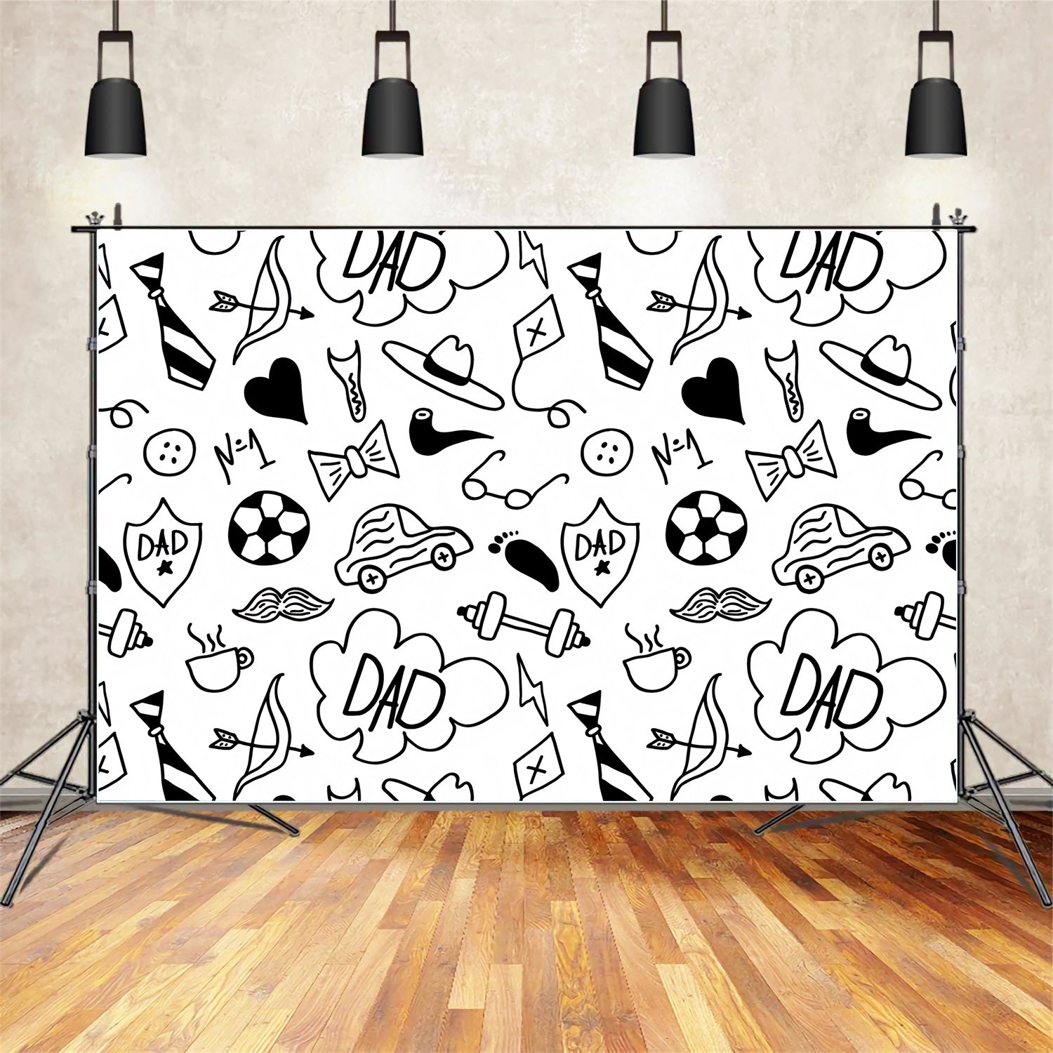 Father's Day Photo Backdrop Fun Cartoon Sketch Backdrop UK GQ2-236