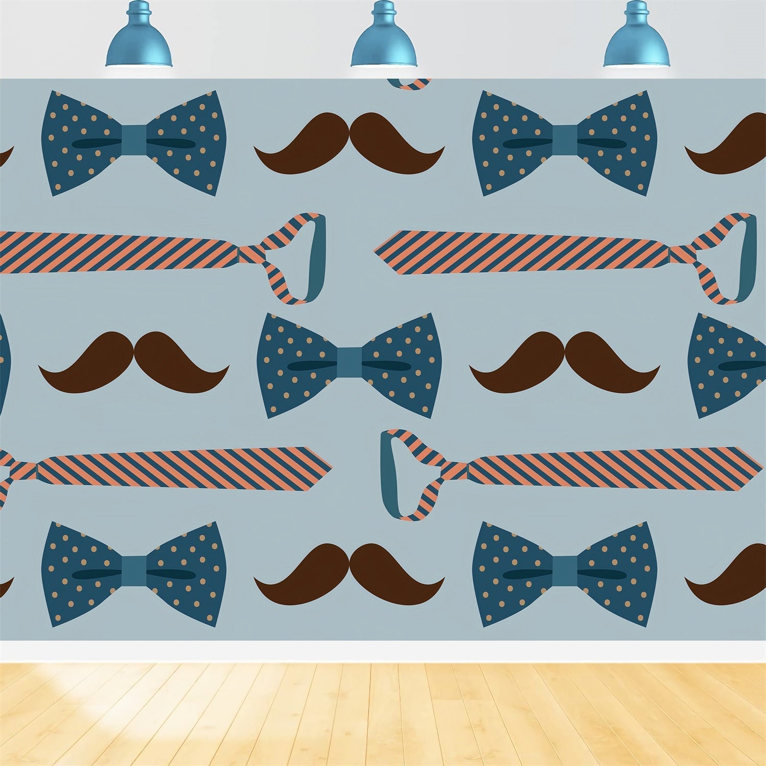 Happy Father's Day Backdrop Blue Mustache Tie Backdrop UK GQ2-237