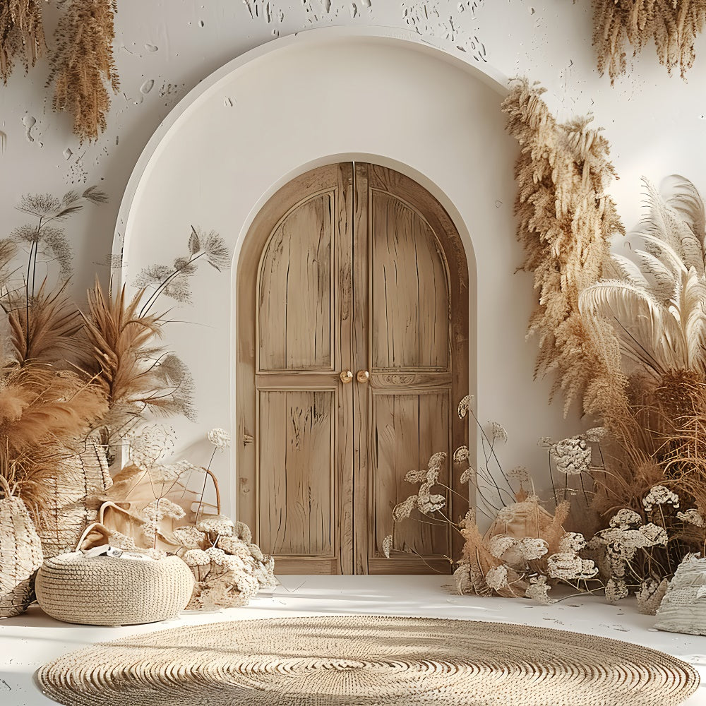 Boho Backdrop Ideas Warm Pampas Wooden Door Backdrop UK GQ2-24