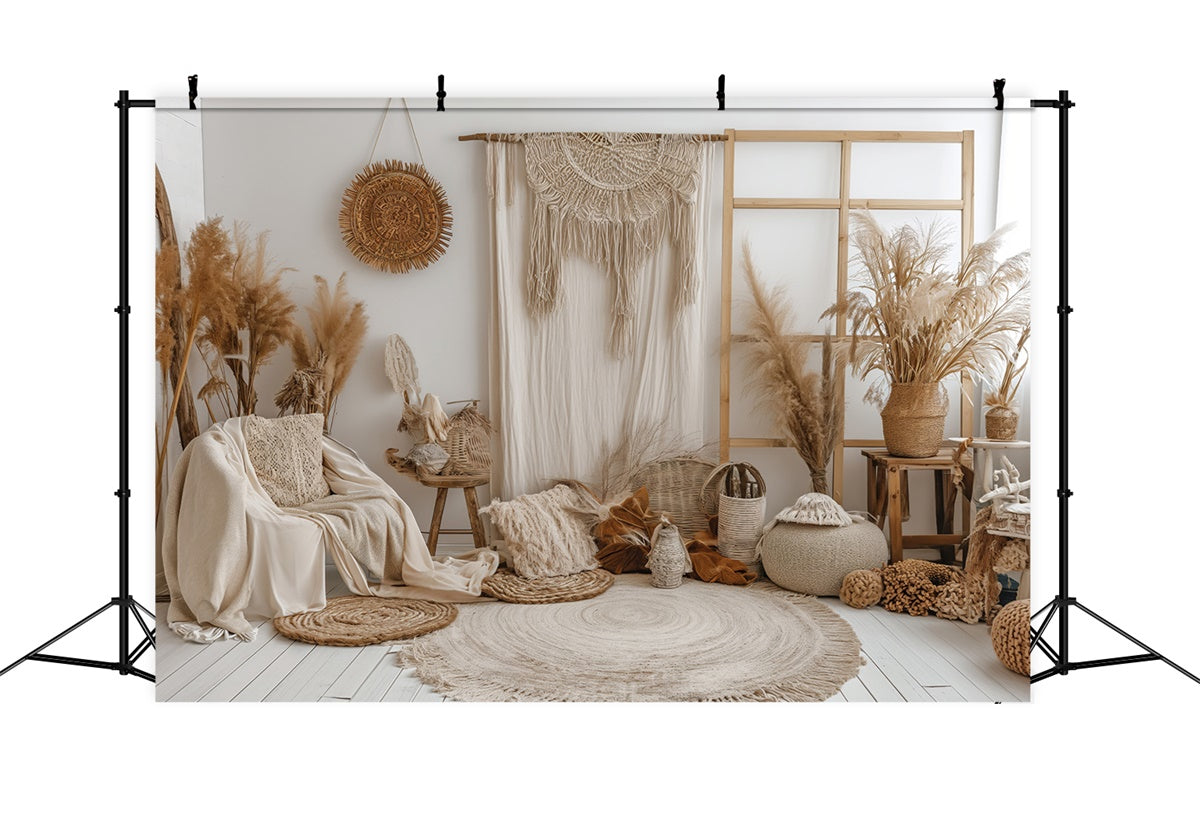 Boho Photo Backdrop Soft Cream Wall Macrame Backdrop UK GQ2-25