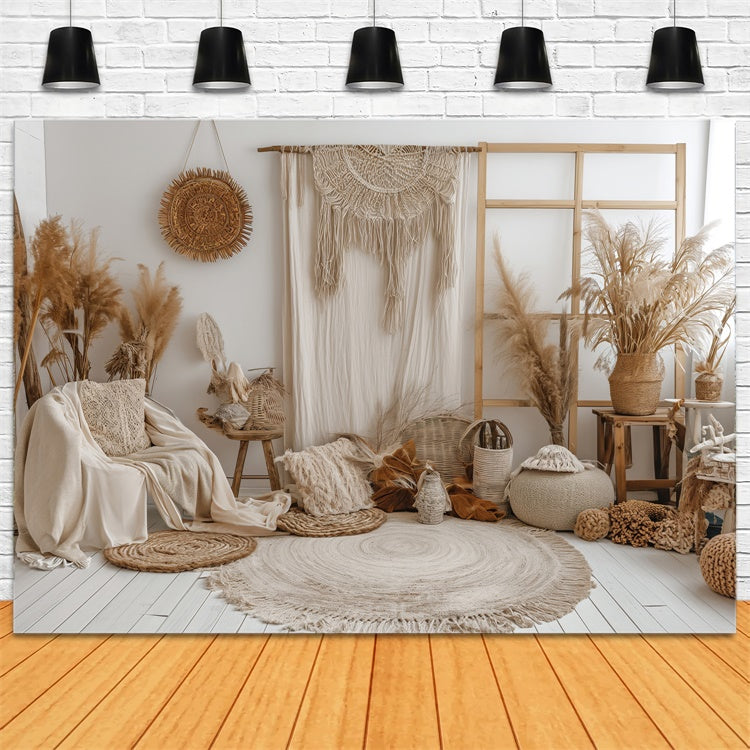 Boho Photo Backdrop Soft Cream Wall Macrame Backdrop UK GQ2-25