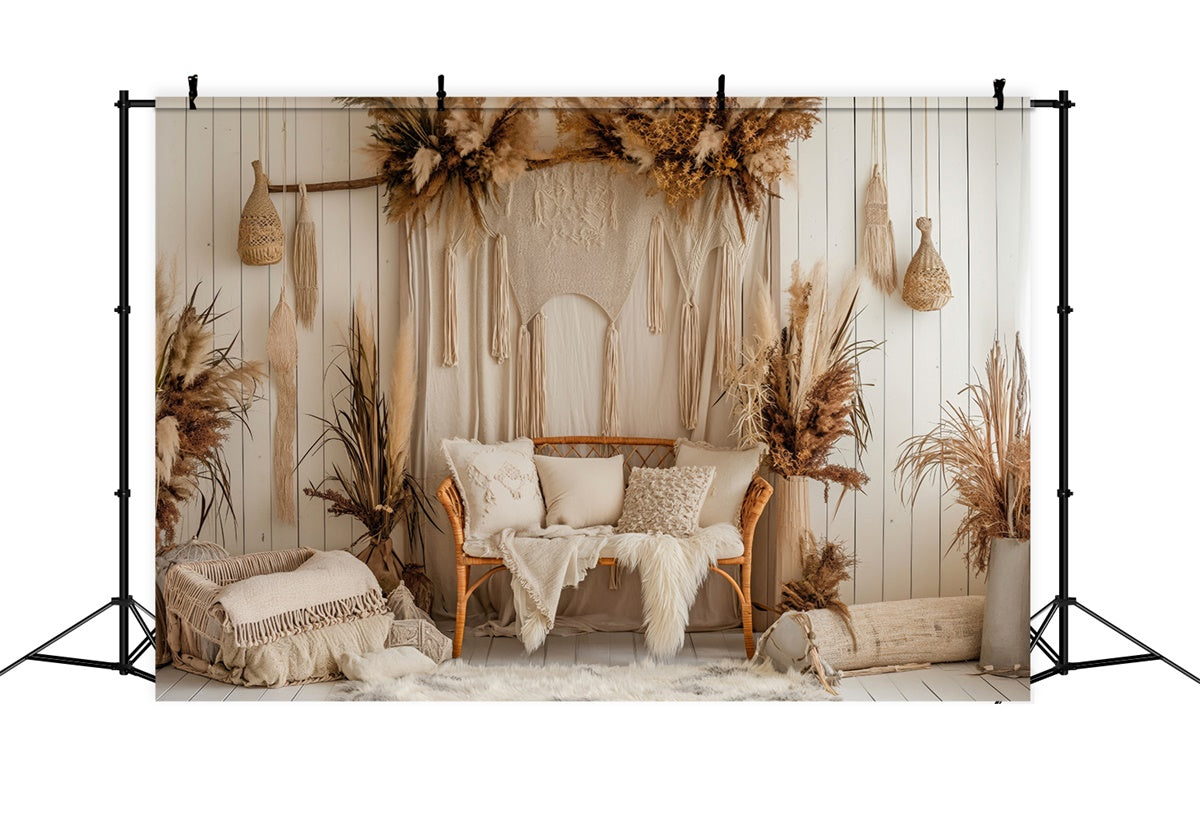 Boho Photography Backdrop Neutral Tan Living Room Backdrop UK GQ2-27