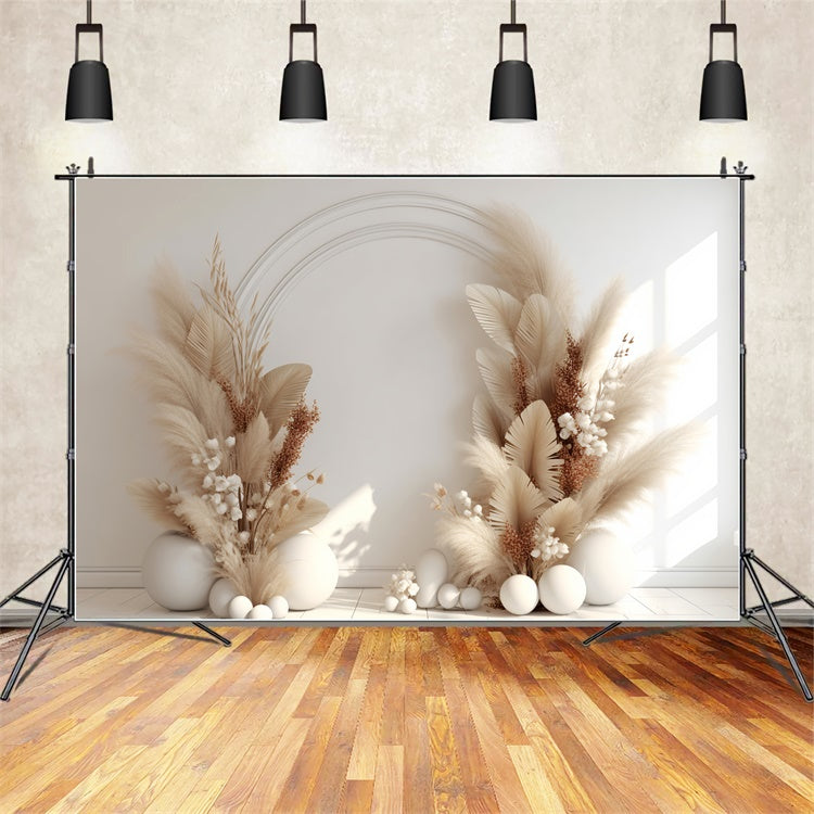 Boho Backdrop Ideas Elegant Beige Floral Arch Backdrop UK GQ2-3