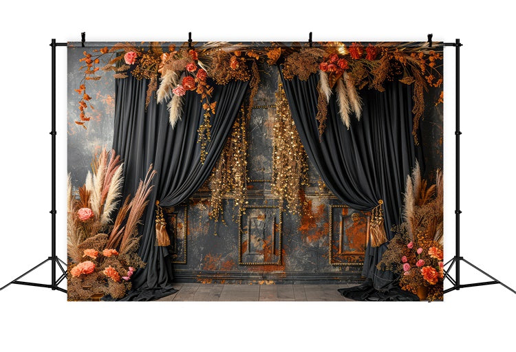 Bohemian Backdrop Vintage Dark Floral Photography Backdrop UK GQ2-31