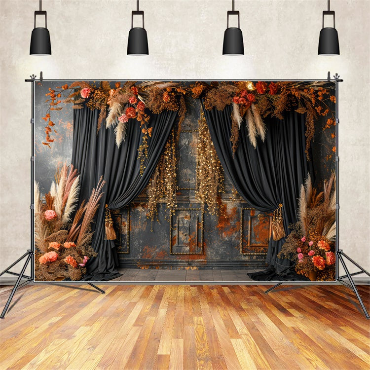 Bohemian Backdrop Vintage Dark Floral Photography Backdrop UK GQ2-31