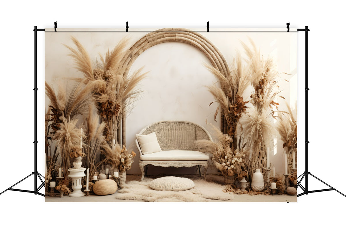 Bohemian Backdrop Vintage-Inspired Pampas Candle Backdrop UK GQ2-34