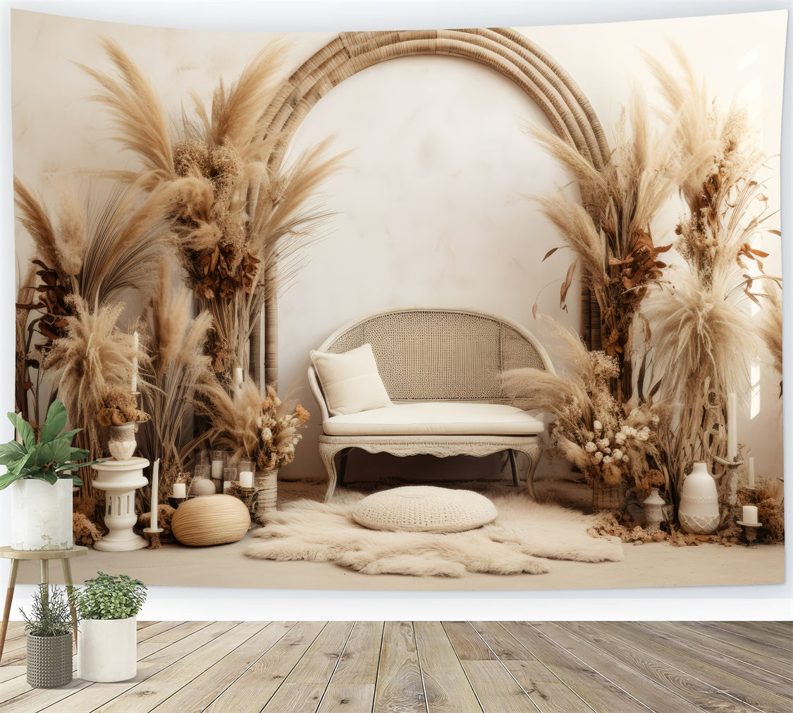 Bohemian Backdrop Vintage-Inspired Pampas Candle Backdrop UK GQ2-34