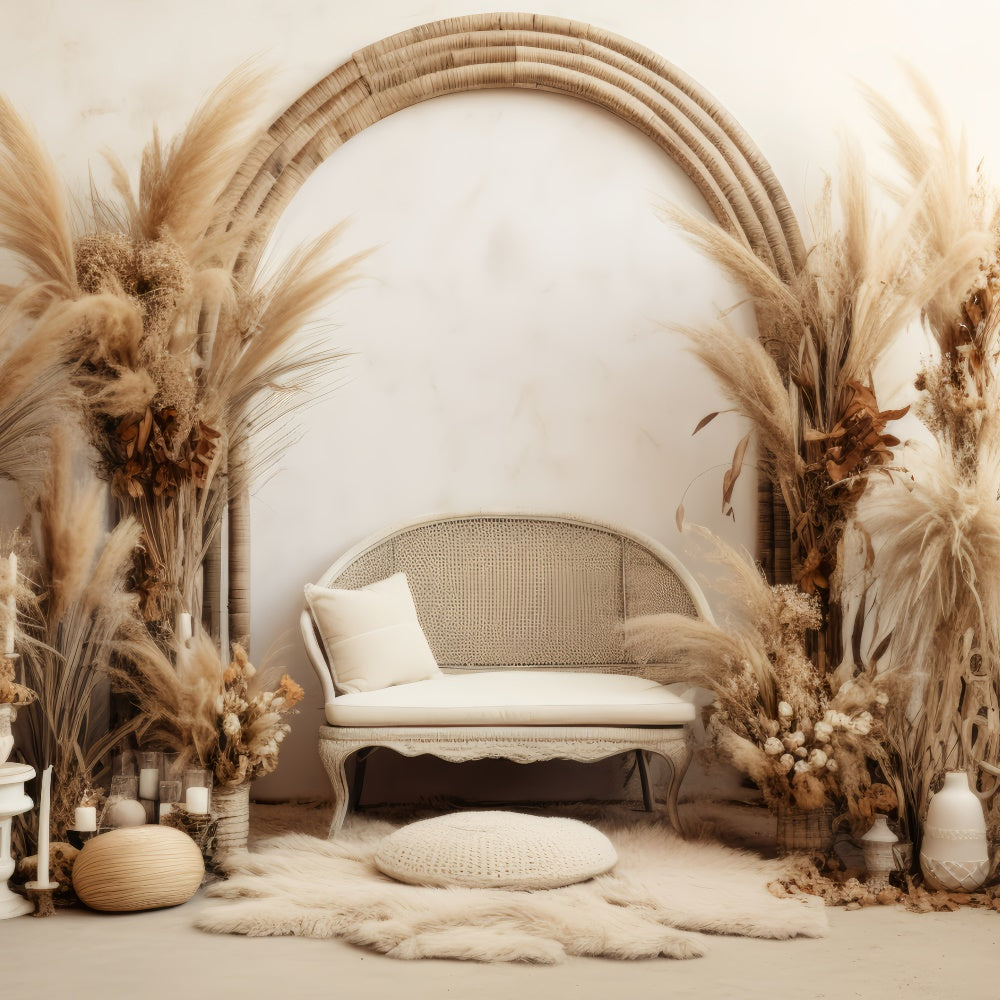 Bohemian Backdrop Vintage-Inspired Pampas Candle Backdrop UK GQ2-34