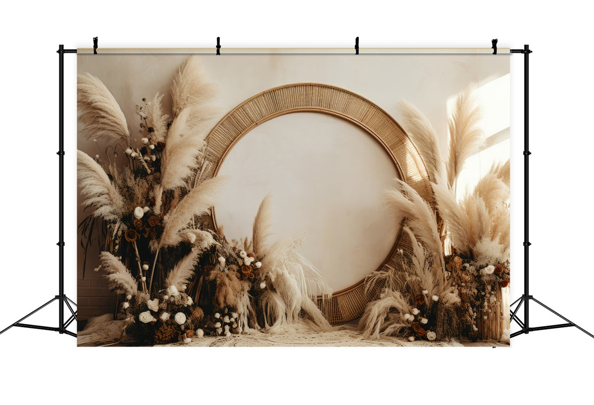 Boho Photography Backdrop Cozy Pampas Arch Floral Backdrop UK GQ2-35