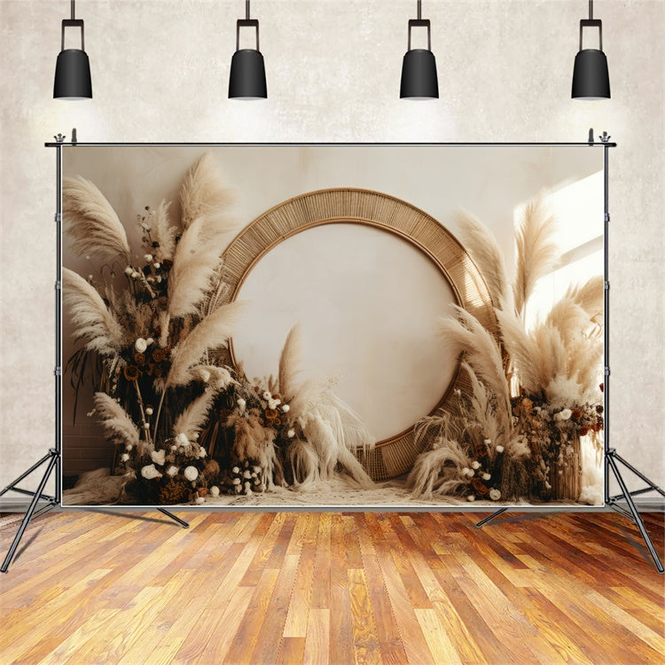 Boho Photography Backdrop Cozy Pampas Arch Floral Backdrop UK GQ2-35