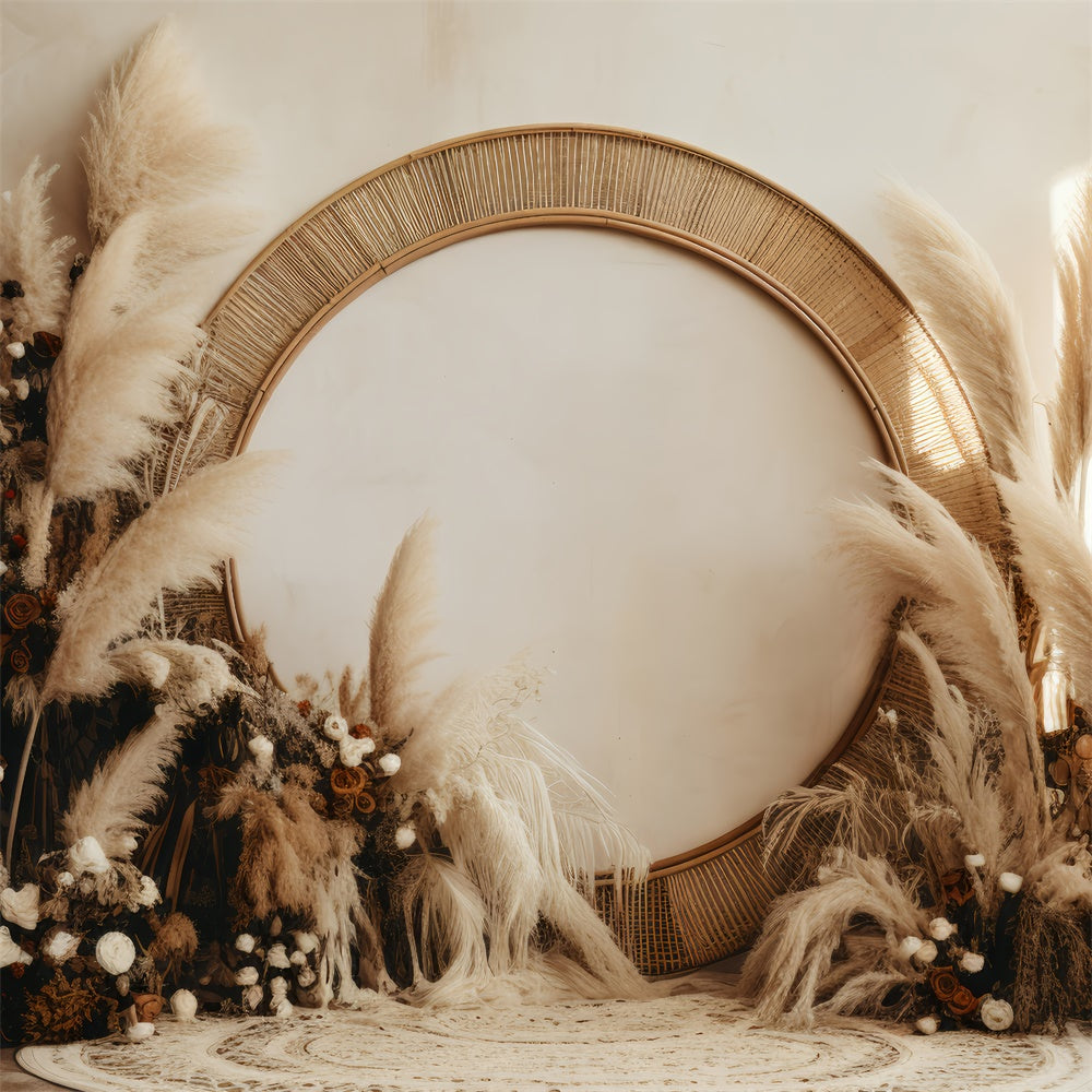 Boho Photography Backdrop Cozy Pampas Arch Floral Backdrop UK GQ2-35