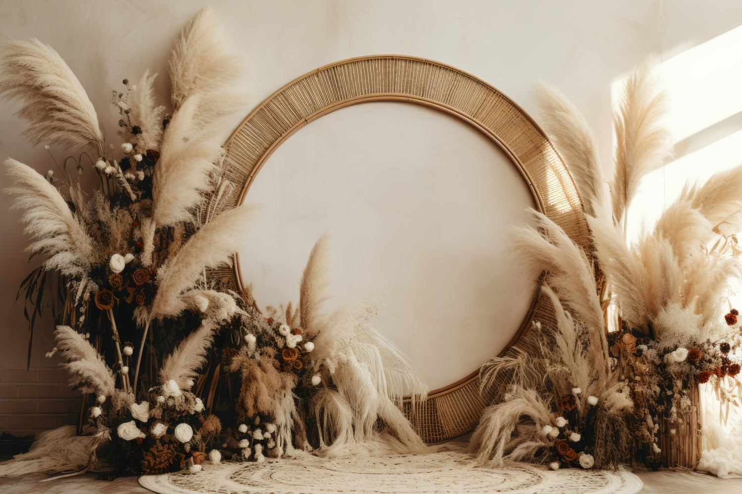 Boho Photography Backdrop Cozy Pampas Arch Floral Backdrop UK GQ2-35