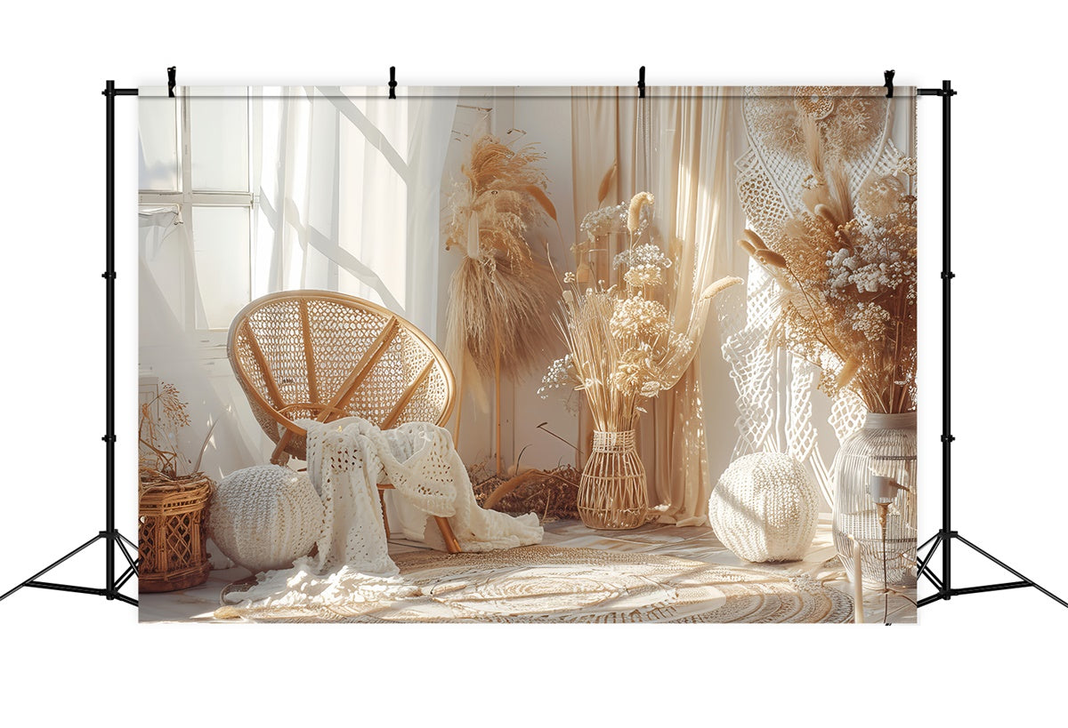 Boho Backdrops Pampas Floral Chic Corner Backdrop UK GQ2-37