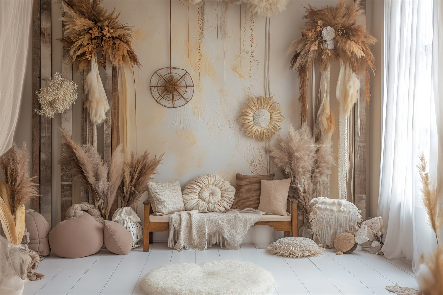 Boho Backdrop Ideas Soft Neutral Boho Home Vibe Backdrop UK GQ2-39