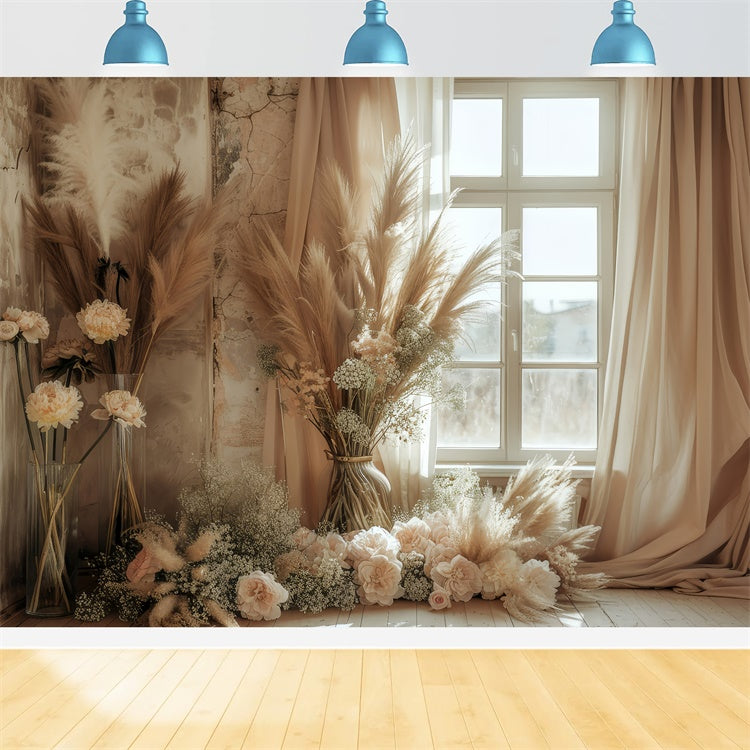 Boho Backdrops Dreamy Flower-Laden Window Backdrop UK GQ2-40