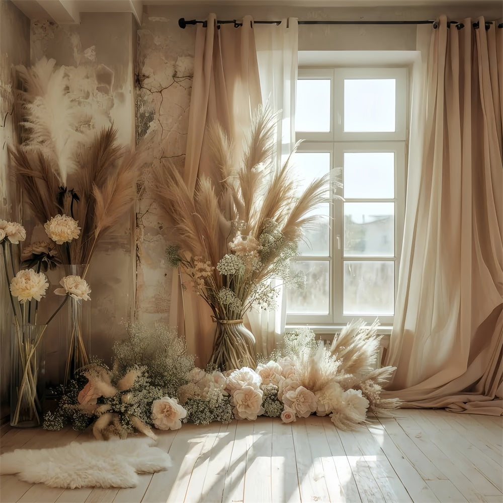 Boho Backdrops Dreamy Flower-Laden Window Backdrop UK GQ2-40