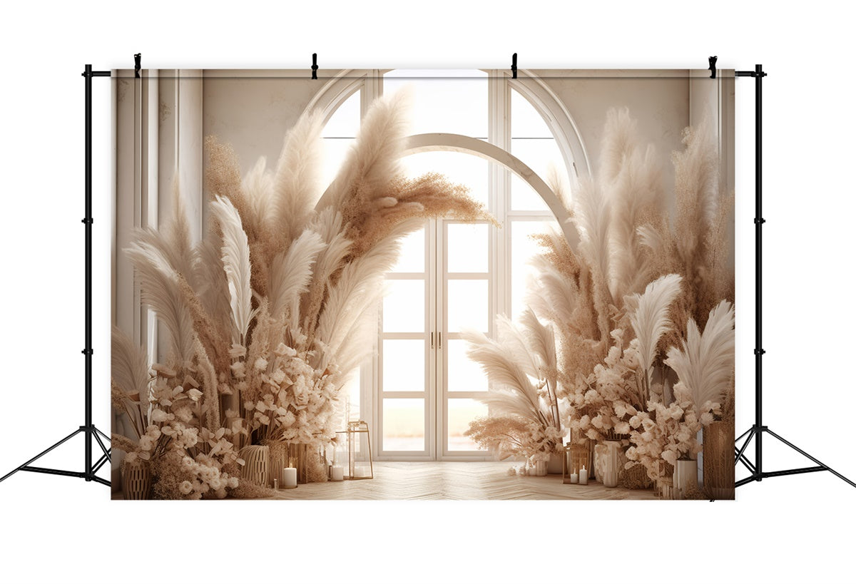 Bohemian Backdrop Pampas Grass Candle Floral Backdrop UK GQ2-42