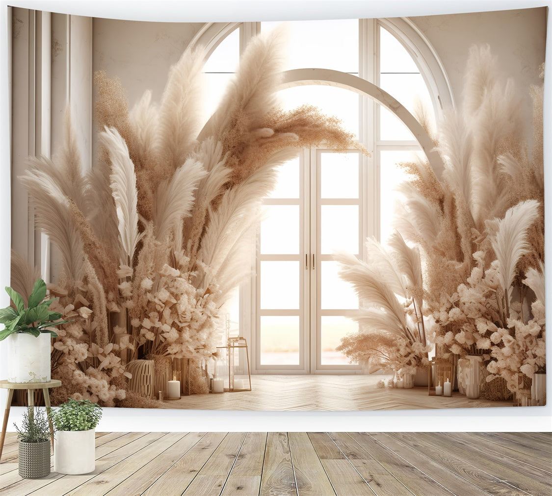 Bohemian Backdrop Pampas Grass Candle Floral Backdrop UK GQ2-42