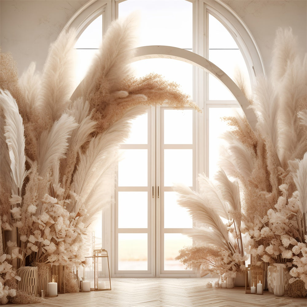 Bohemian Backdrop Pampas Grass Candle Floral Backdrop UK GQ2-42