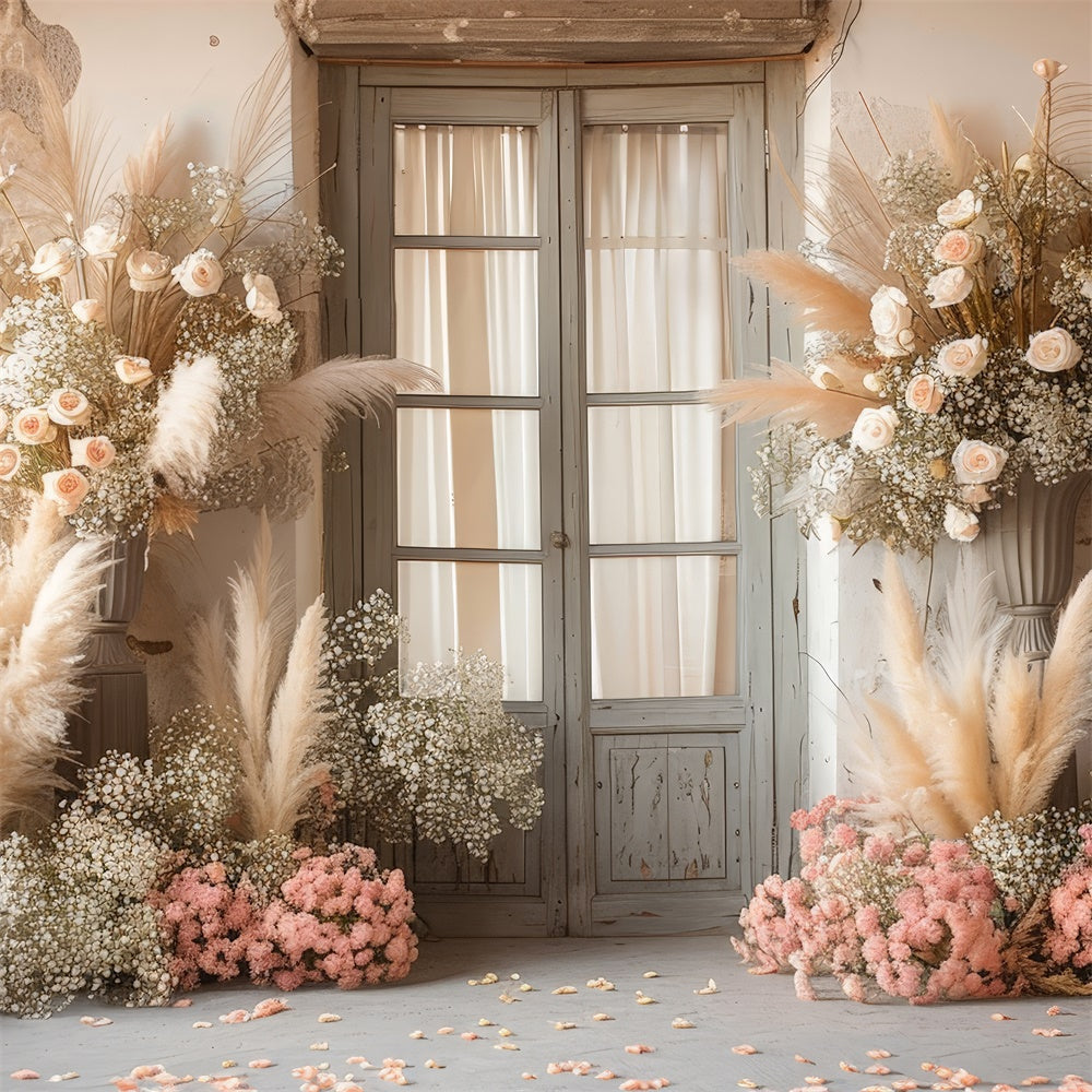 Boho Wedding Backdrop Pampas Floral Door Backdrop UK GQ2-46