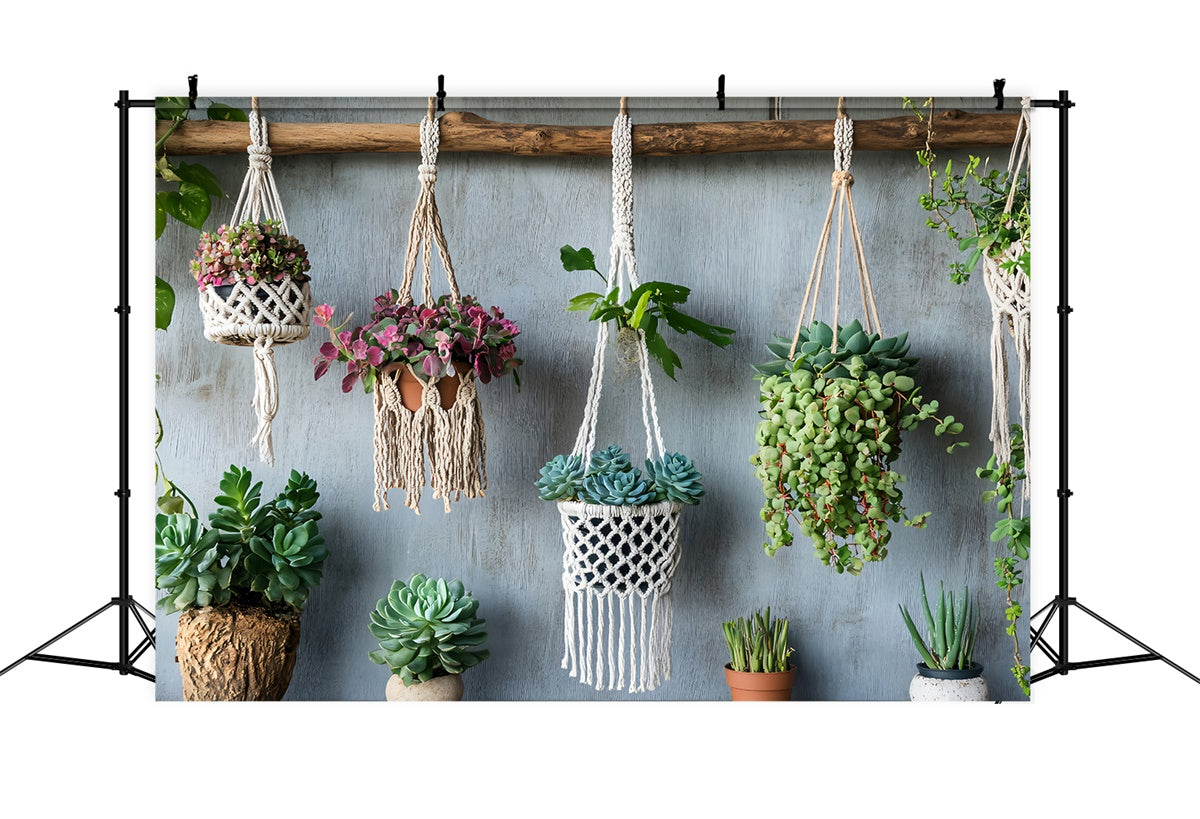 Boho Photography Backdrop Macrame Hanging Plant Backdrop UK GQ2-48