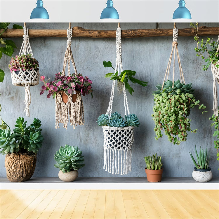 Boho Photography Backdrop Macrame Hanging Plant Backdrop UK GQ2-48