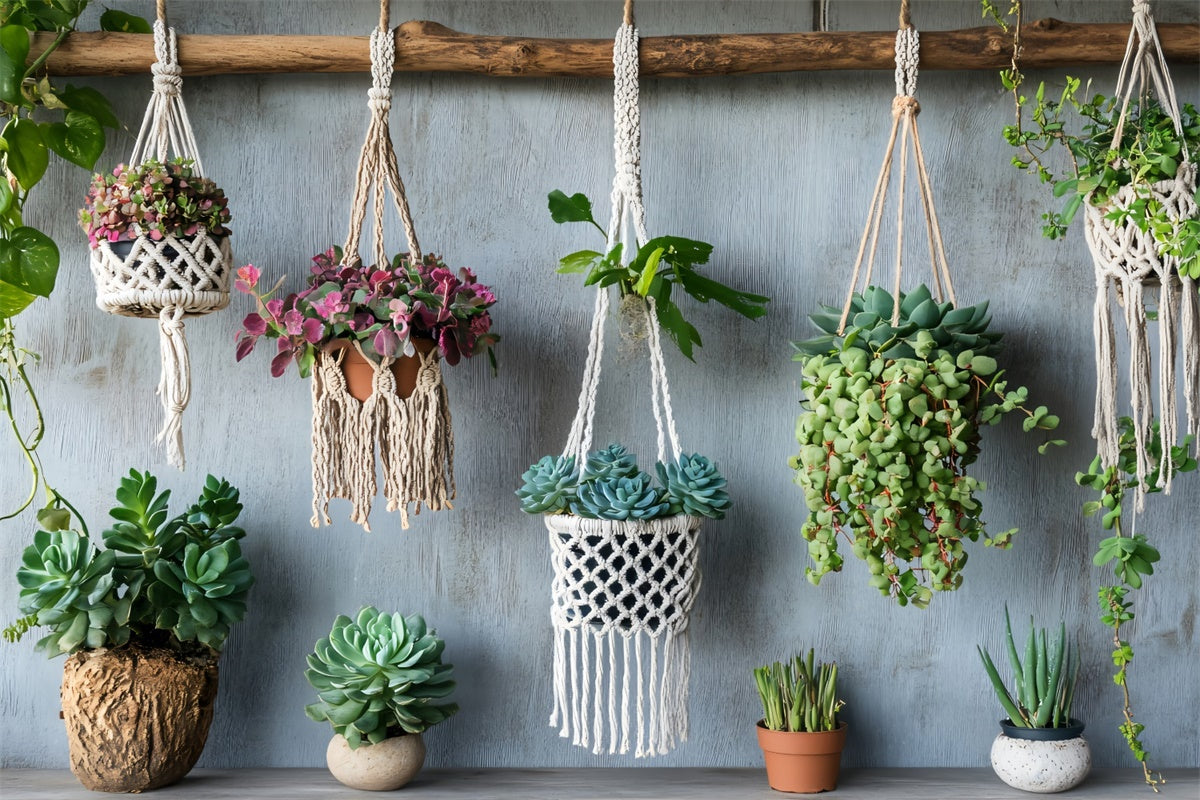 Boho Photography Backdrop Macrame Hanging Plant Backdrop UK GQ2-48