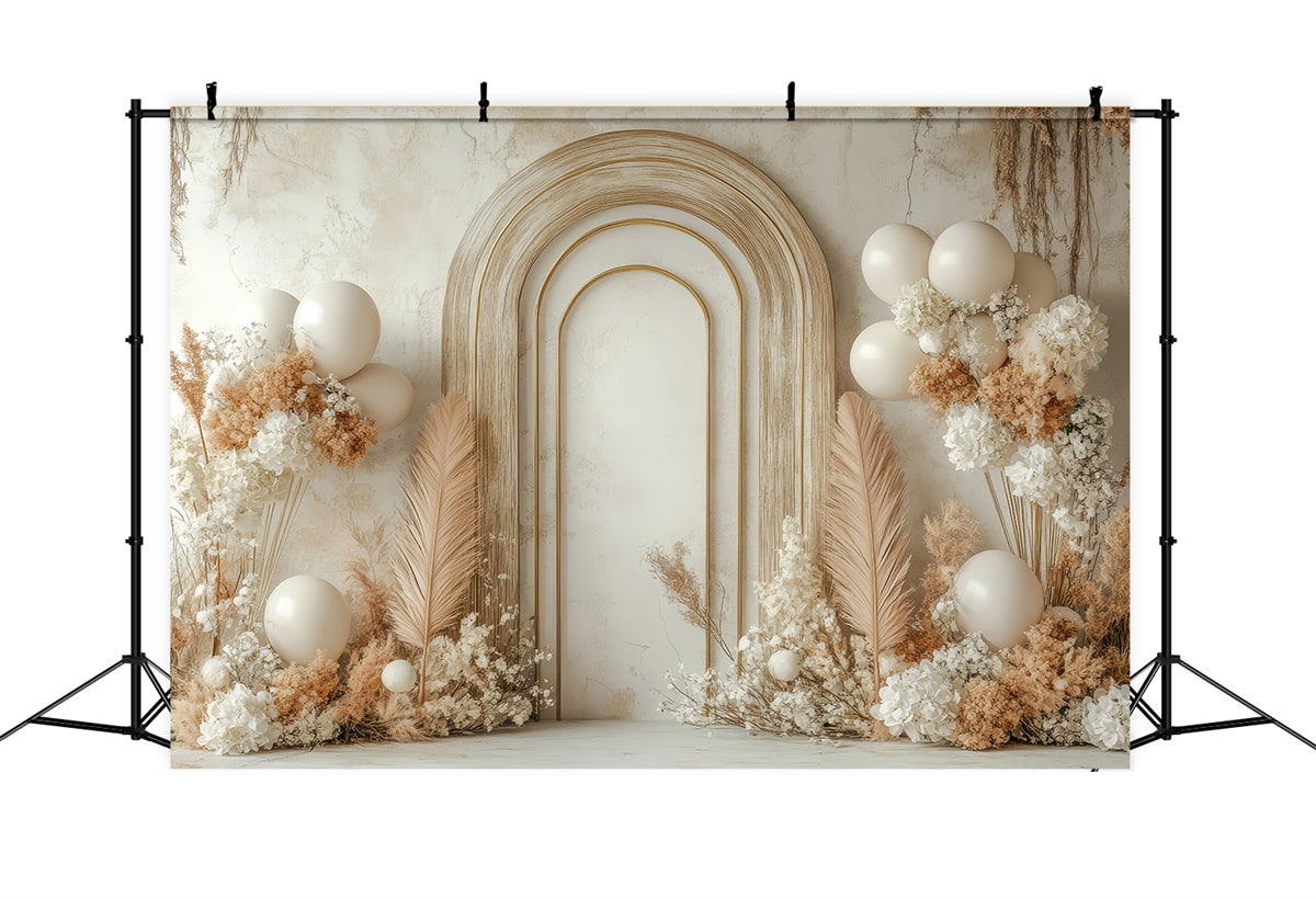 Boho Arch Backdrop Balloon Dried Flowers Backdrop UK GQ2-56