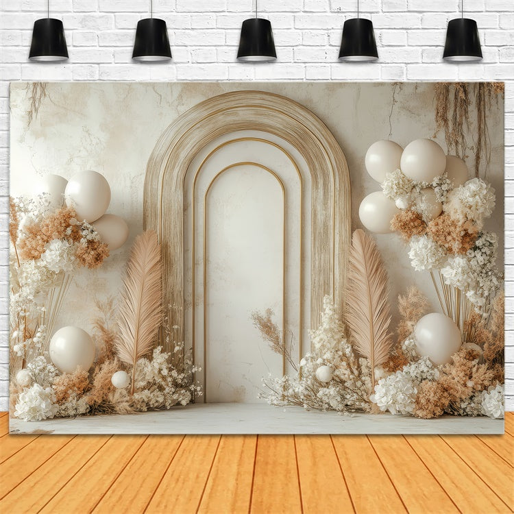 Boho Arch Backdrop Balloon Dried Flowers Backdrop UK GQ2-56