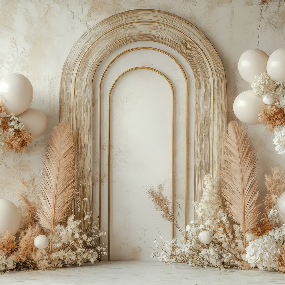 Boho Arch Backdrop Balloon Dried Flowers Backdrop UK GQ2-56