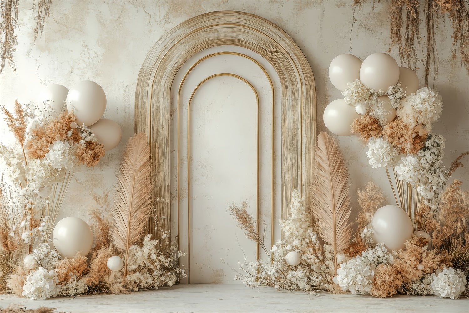 Boho Arch Backdrop Balloon Dried Flowers Backdrop UK GQ2-56