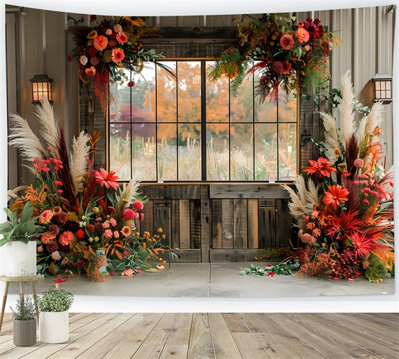 Bohemian Backdrop Floral Window Frame Backdrop UK GQ2-57