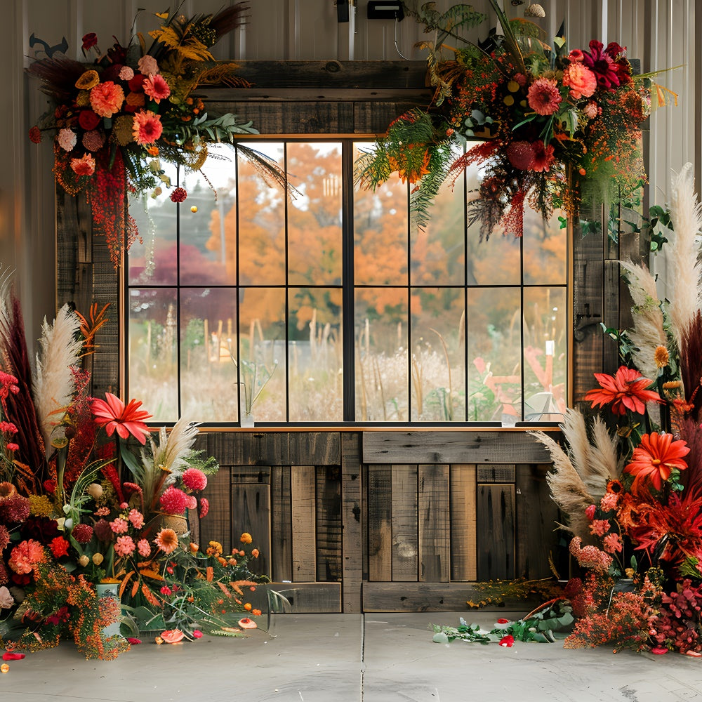 Bohemian Backdrop Floral Window Frame Backdrop UK GQ2-57