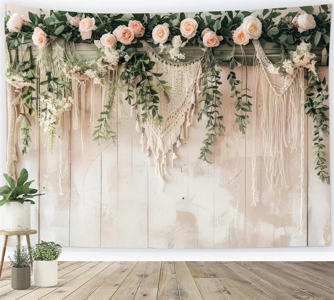 Bohemian Backdrop Vintage Macrame Wall Greenery Backdrop UK GQ2-6