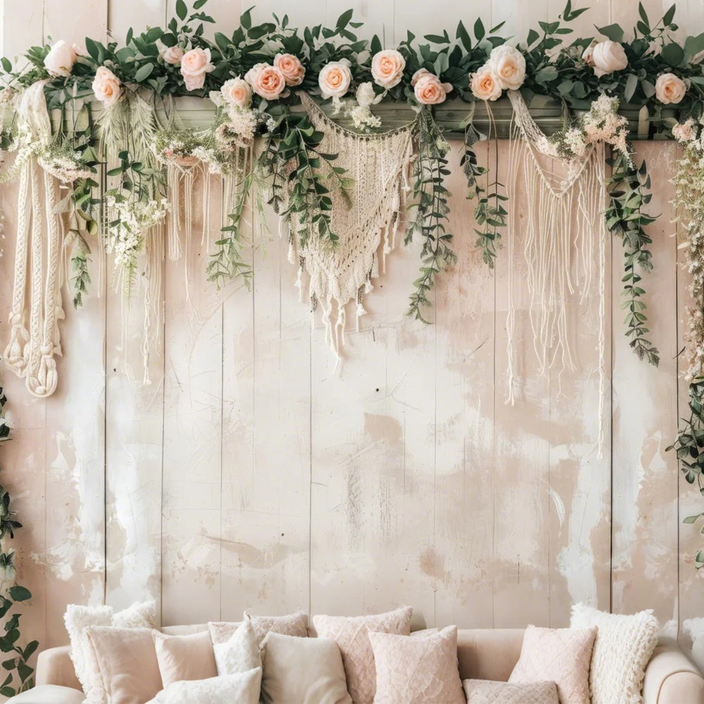 Bohemian Backdrop Vintage Macrame Wall Greenery Backdrop UK GQ2-6