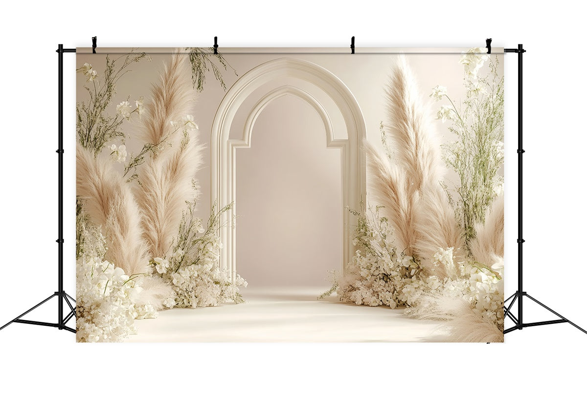 Boho Backdrop Flowers Pampas Grass Arch Backdrop UK GQ2-60