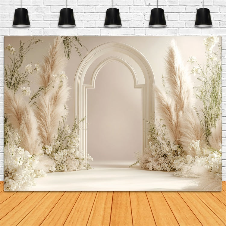 Boho Backdrop Flowers Pampas Grass Arch Backdrop UK GQ2-60