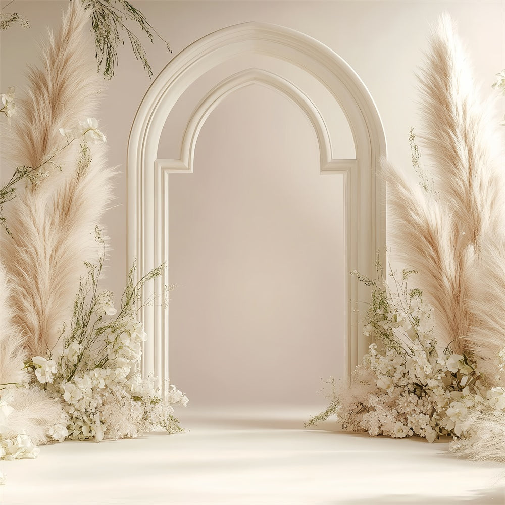 Boho Backdrop Flowers Pampas Grass Arch Backdrop UK GQ2-60