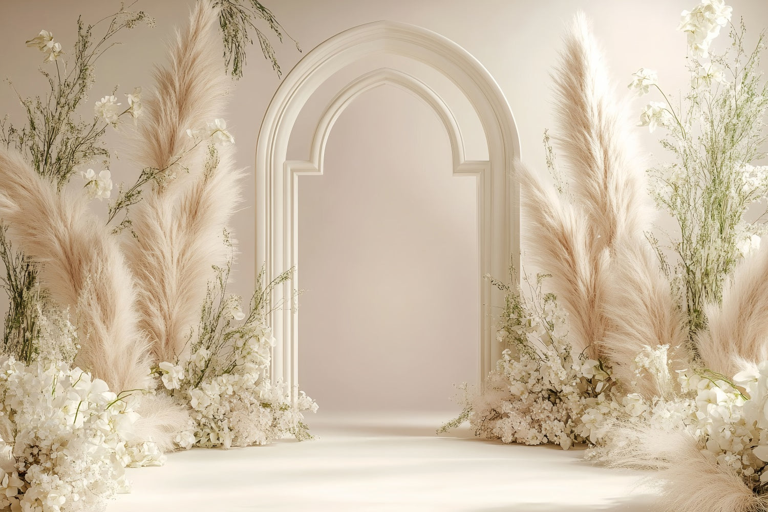 Boho Backdrop Flowers Pampas Grass Arch Backdrop UK GQ2-60