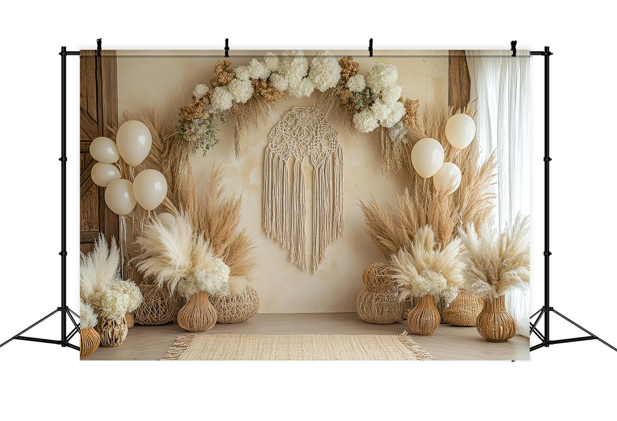 Bohemian Backdrop Floral Decor Macrame Photography Backdrop UK GQ2-67